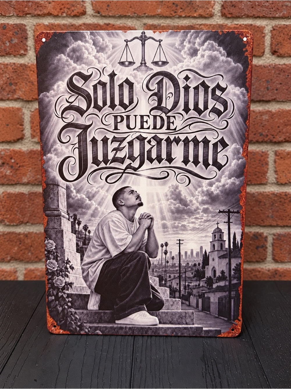Solo Dios Puede Juzgarme Wall Art - Black & White Religious Plaque